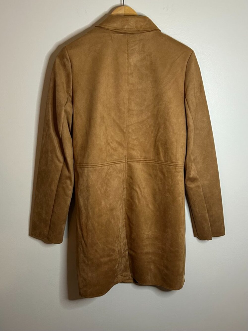 T. Tahari Faux Suede Car Coat Size L in Tobacco Color - Picture 4 of 9